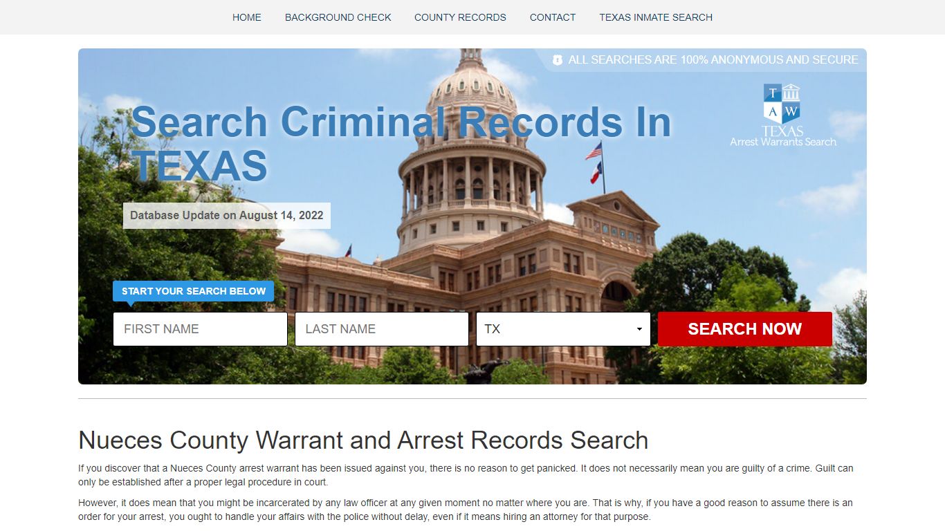 Nueces County Warrant and Arrest Records Search